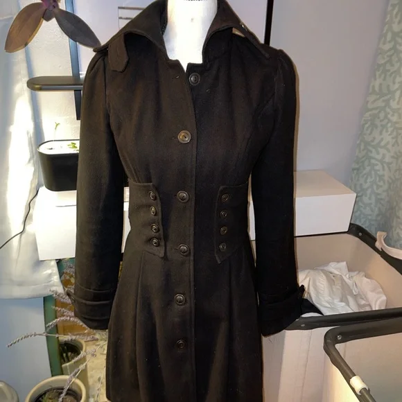 Long black wool dress coat - Picture 2 of 2
